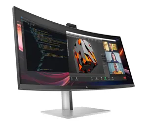 HP 734pm Series 7 Pro Curved Conferencing Monitor - 34" 3440x1440 WQHD 400-nit 120Hz AG, Curved, IPS HDR, USB-C(100W/65W/15W)/HDMI/DisplayPort Daisy-Chain, 5x USB-A, speakers, 5MP webcam, RJ-45 LAN, height adjustable/tilt/swivel, 3 years