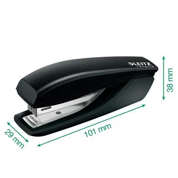 Leitz NeXXt 56170095, 10 sheets, Black, Standard clinch, P2, Metal, Plastic, 80 g/m²