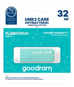 Goodram UME3, 32 GB, USB Type-A, 3.2 Gen 1 (3.1 Gen 1), 60 MB/s, Cap, Turquoise